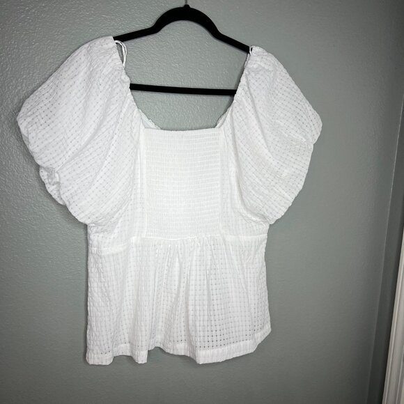 Old Navy Trapeze Milkmaid Top Size XL Calla Lily White Eyelet - Picture 8 of 9